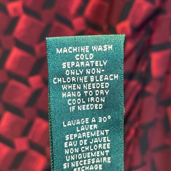 NWT LAUREN RALPH LAUREN Sheath Dress Sz 14 Red Geometric Ruched Midi 3/4 Sleeve - Picture 6 of 16